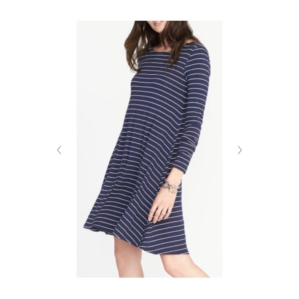 Old Navy Blue & White Striped Jersey Swing Dress NWOT